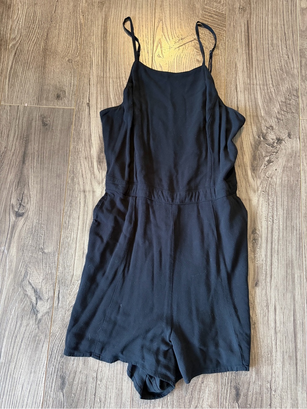 Abercrombie & Fitch Navy Blue High Neck Spaghetti-Strap Mini Romper w Pockets
